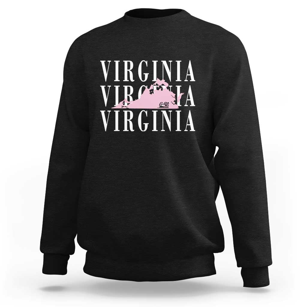 Virginia State Map Sweatshirt East Coast State Pride Travel Gift