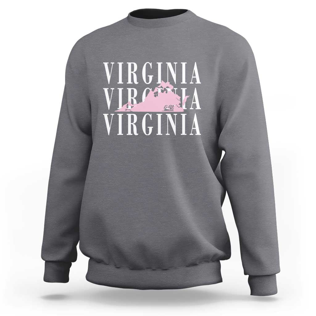 Virginia State Map Sweatshirt East Coast State Pride Travel Gift