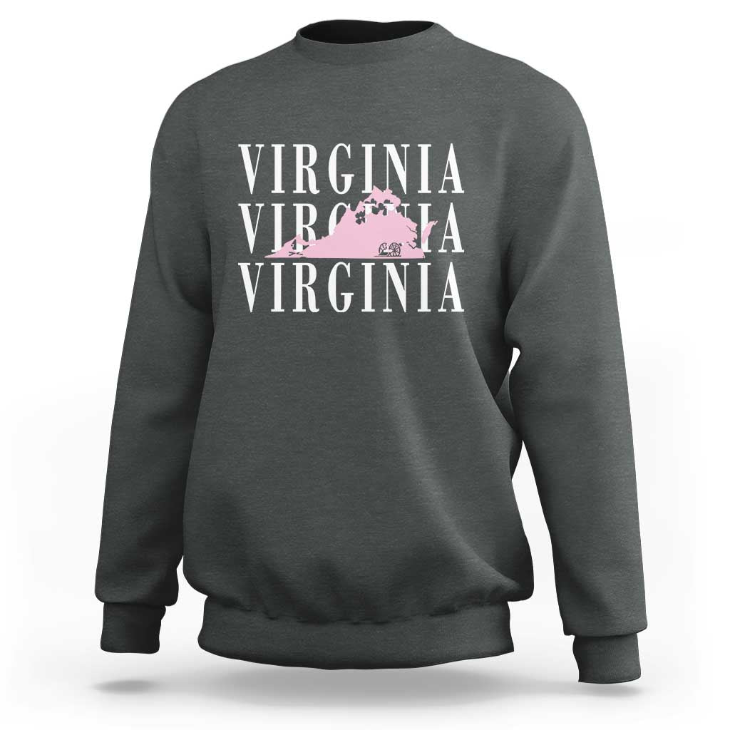 Virginia State Map Sweatshirt East Coast State Pride Travel Gift
