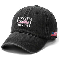 Virginia State Map Washed Cotton Baseball Cap East Coast State Pride Travel Gift