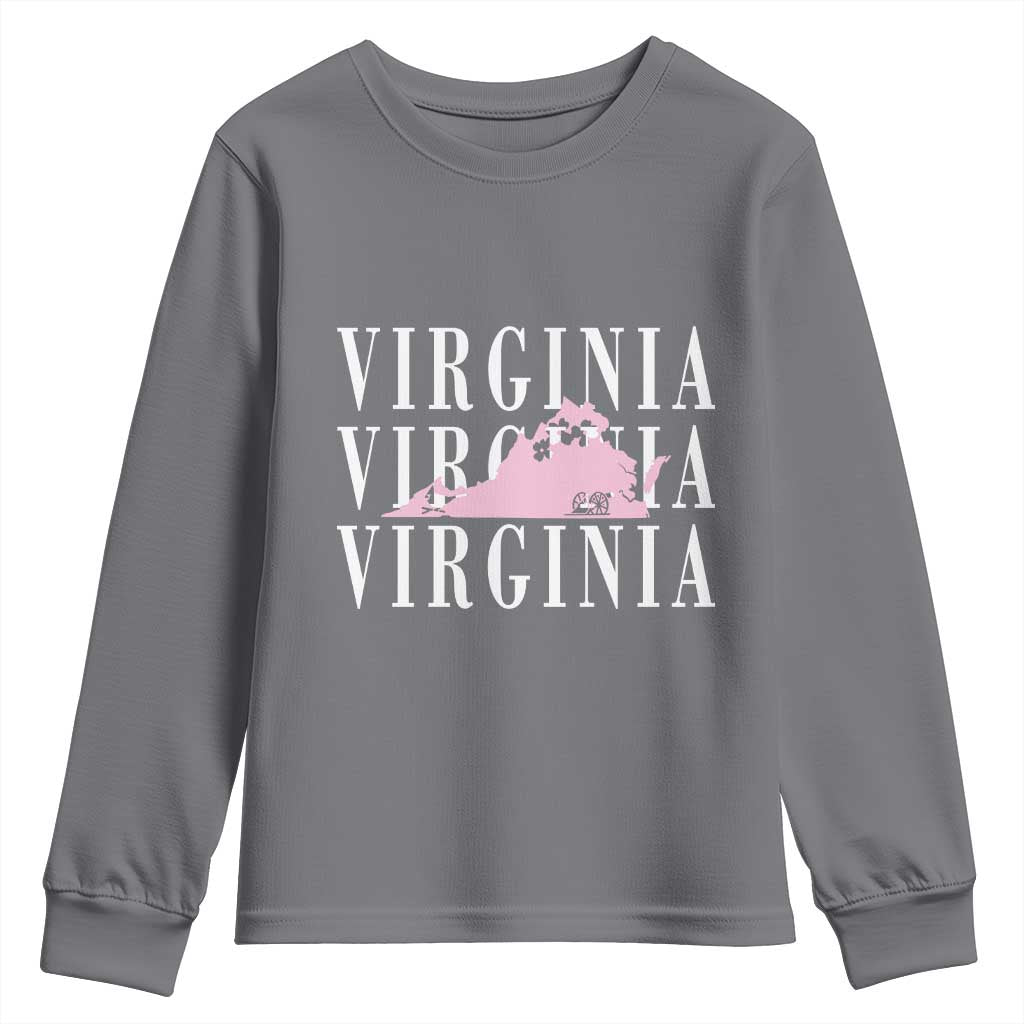 Virginia State Map Youth Sweatshirt East Coast State Pride Travel Gift