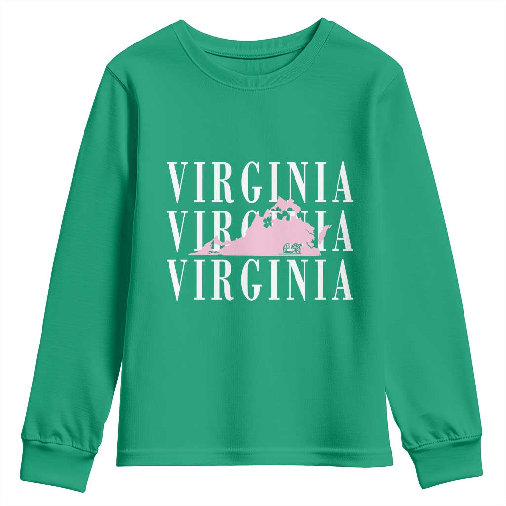 Virginia State Map Youth Sweatshirt East Coast State Pride Travel Gift
