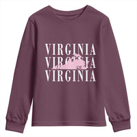 Virginia State Map Youth Sweatshirt East Coast State Pride Travel Gift