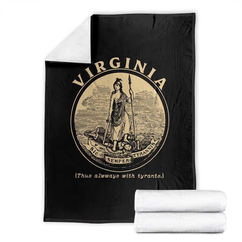 Vintage Virginia Motto Sic Semper Tyrannis Throw Blanket
