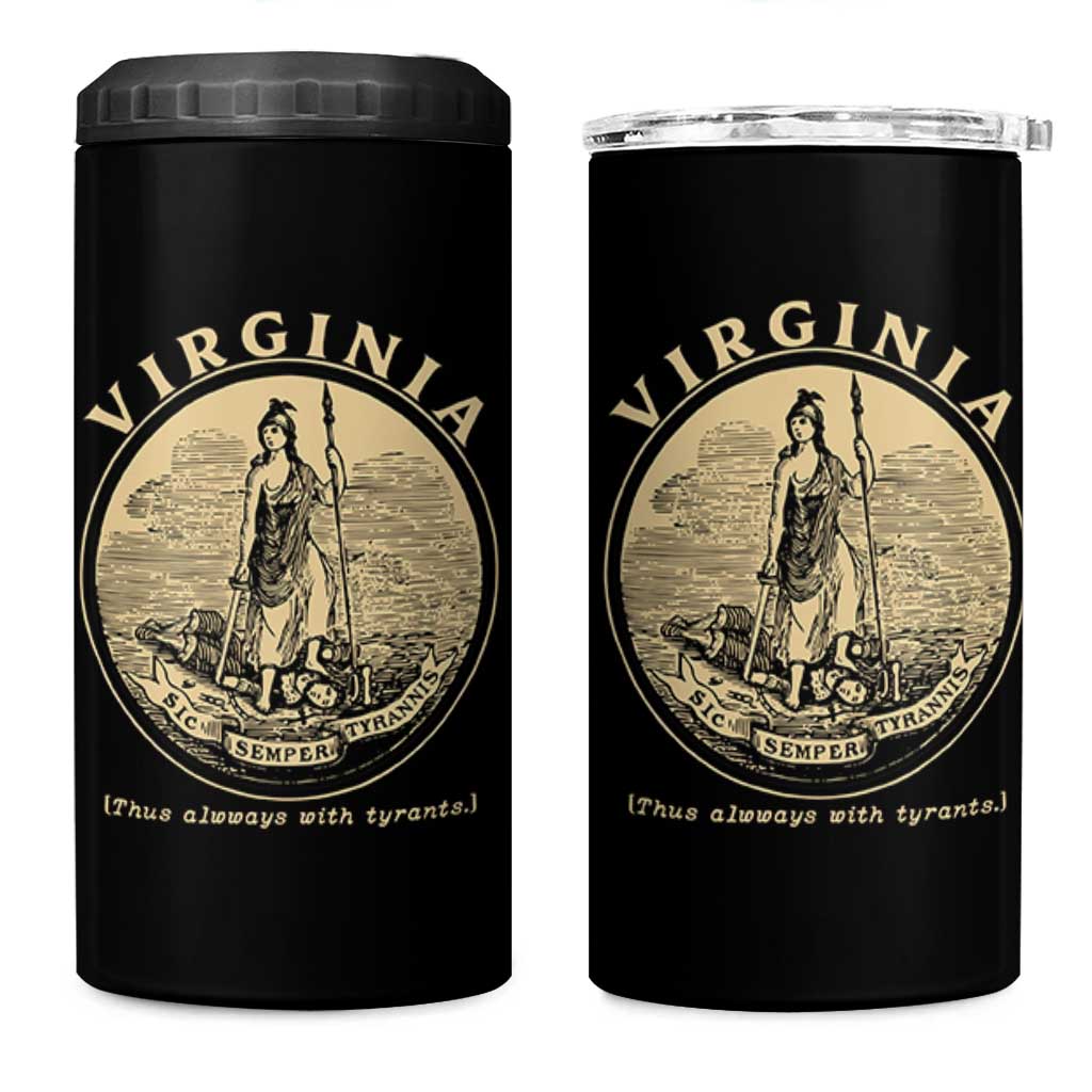 Vintage Virginia Motto Sic Semper Tyrannis 4 in 1 Can Cooler Tumbler
