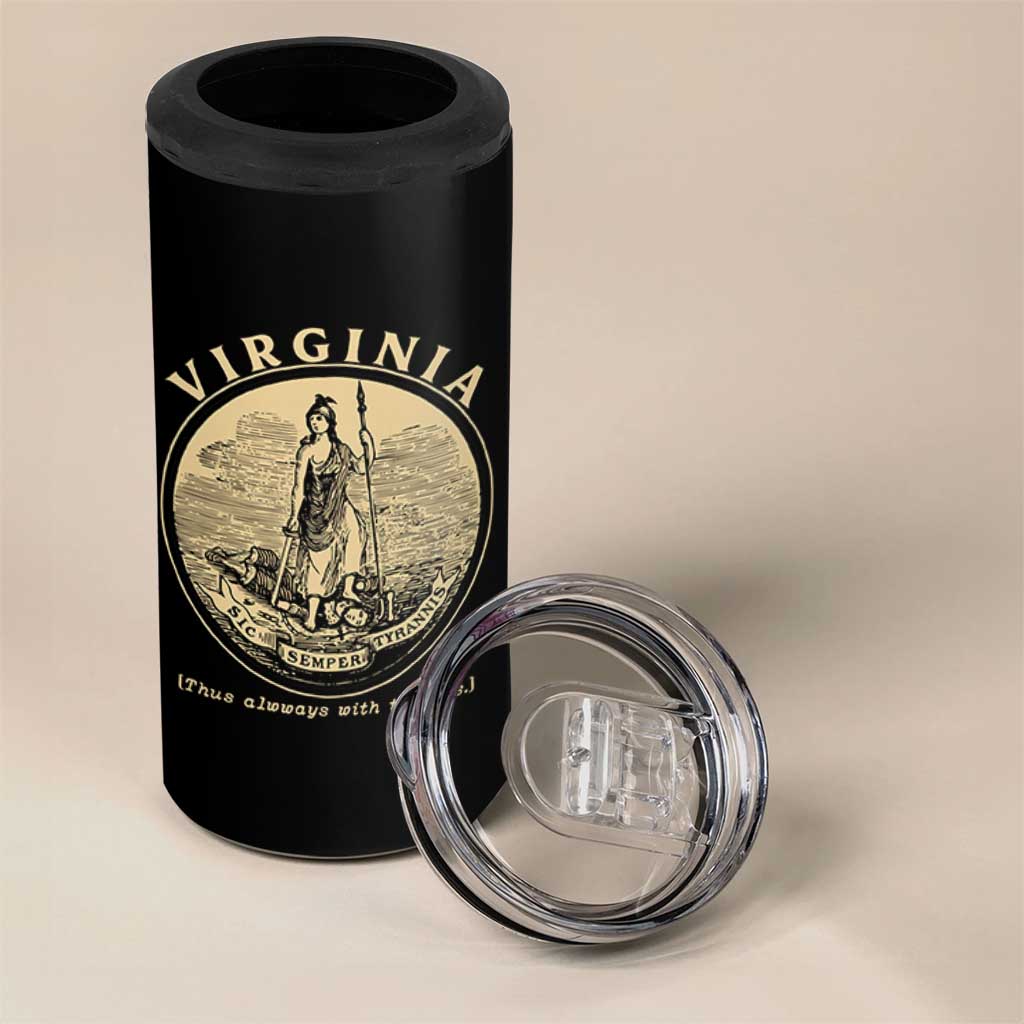 Vintage Virginia Motto Sic Semper Tyrannis 4 in 1 Can Cooler Tumbler
