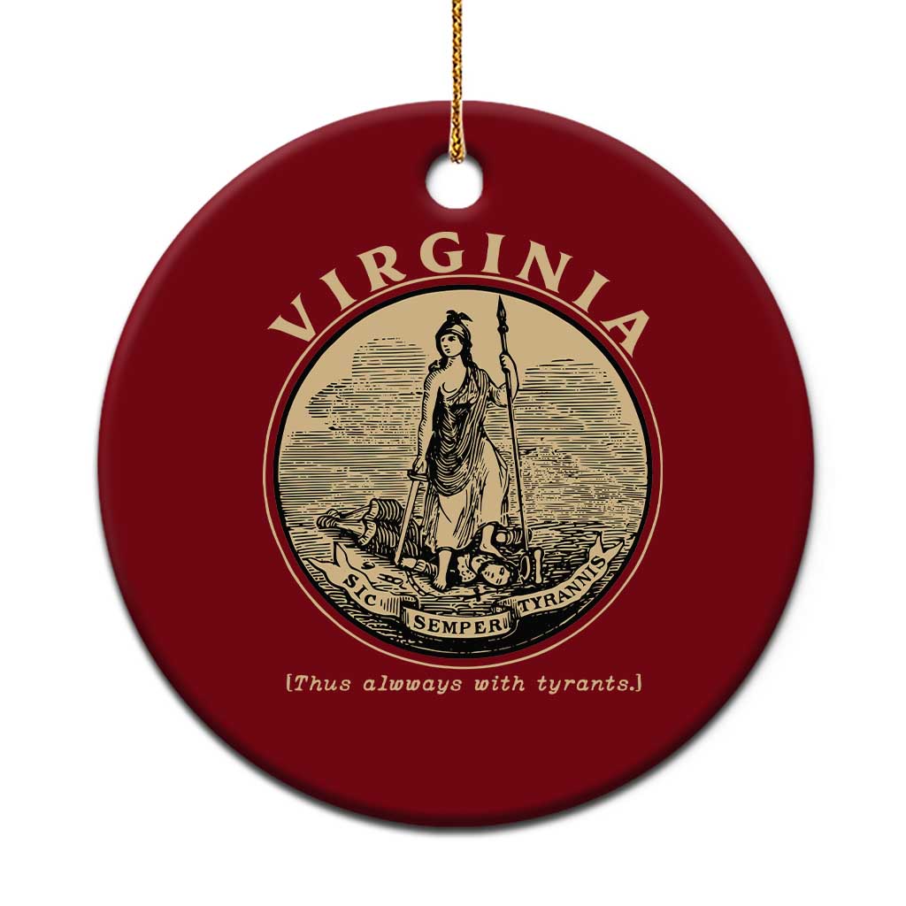 Vintage Virginia Motto Sic Semper Tyrannis Ceramic Ornament