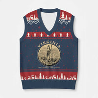 Vintage Virginia Motto Sic Semper Tyrannis V-Neck Knit Sweater Vest