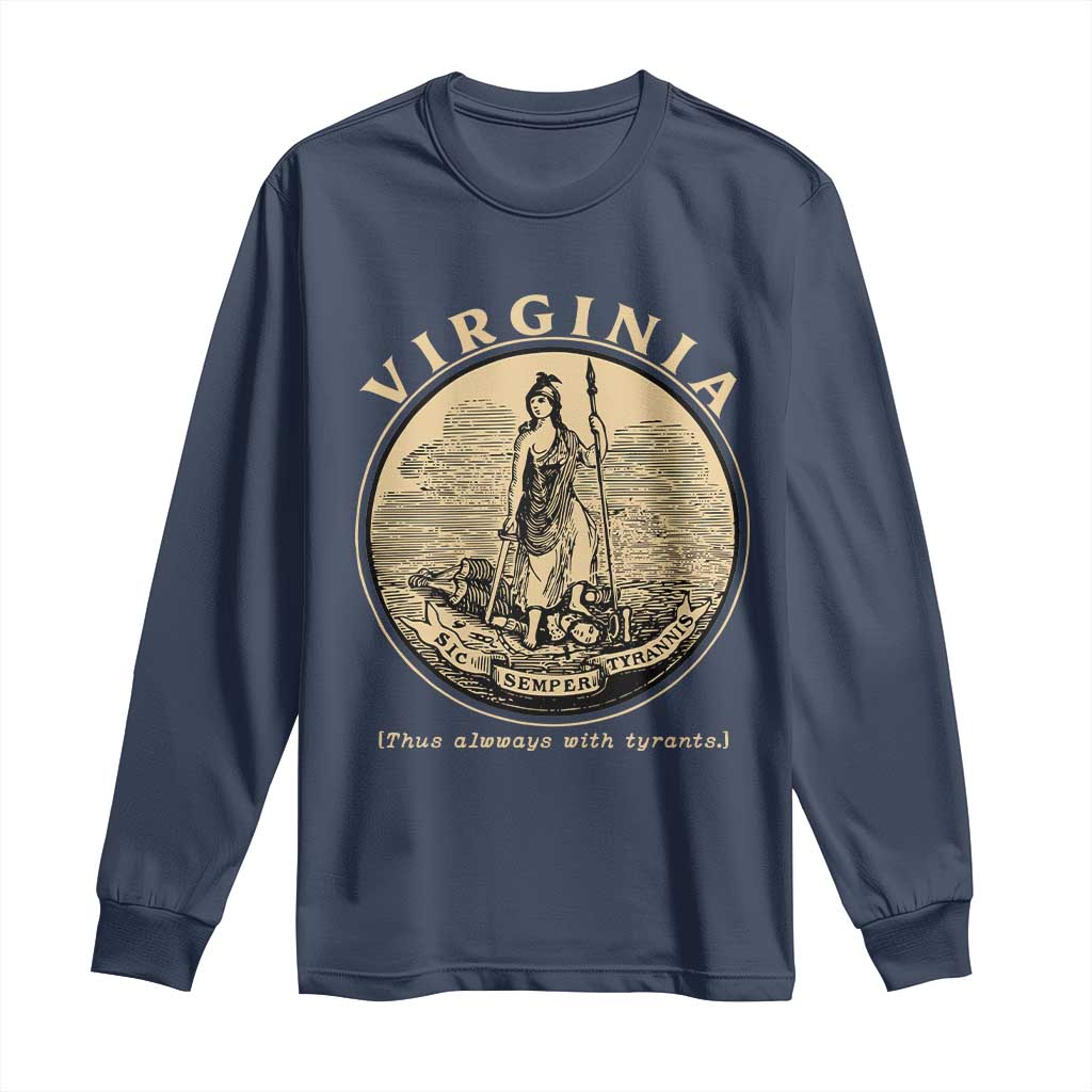 Vintage Virginia Motto Sic Semper Tyrannis Long Sleeve Shirt