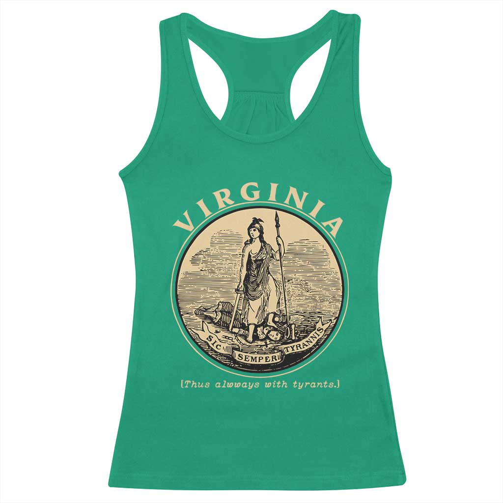 Vintage Virginia Motto Sic Semper Tyrannis Racerback Tank Top