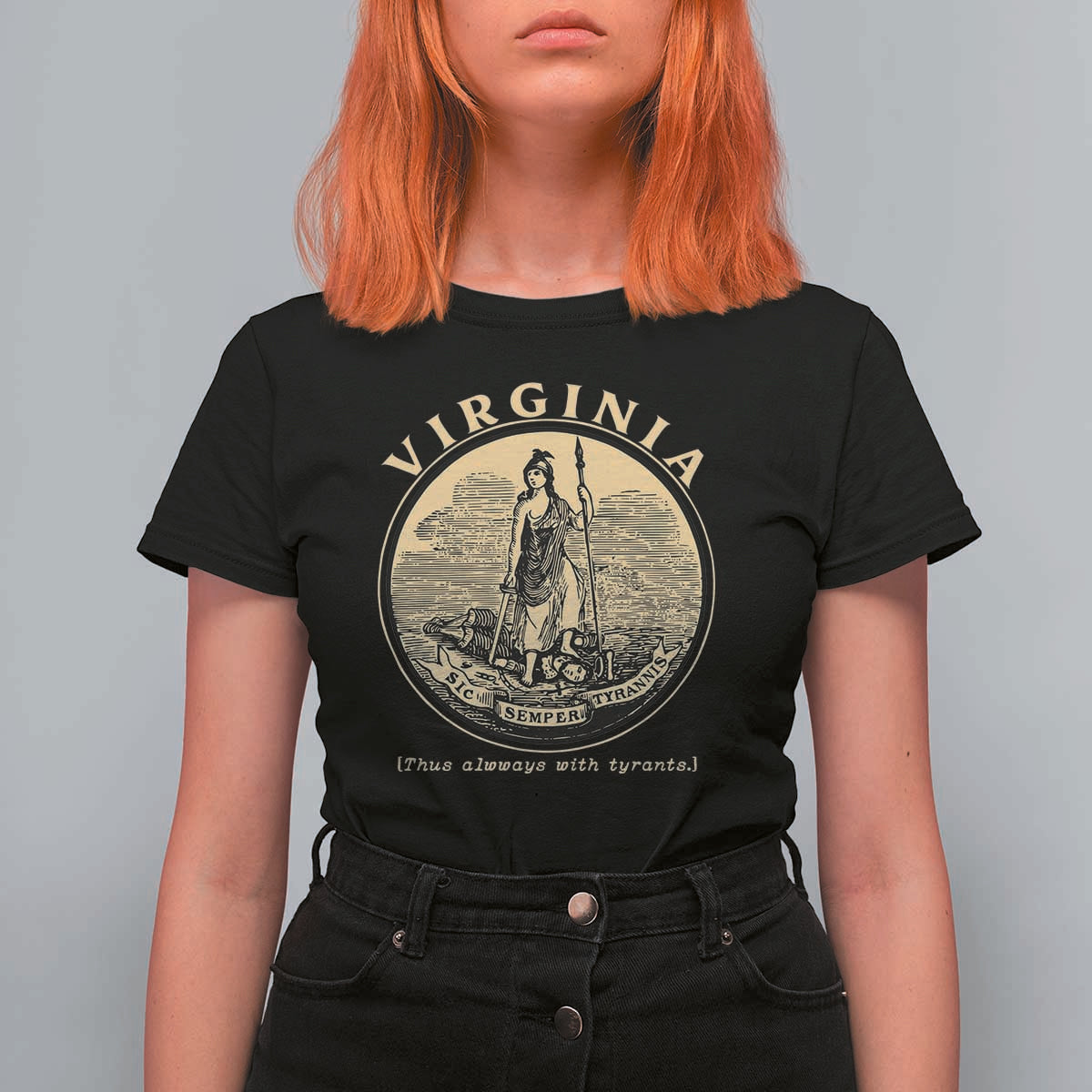 Vintage Virginia Motto Sic Semper Tyrannis T Shirt For Women