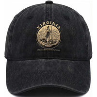 Vintage Virginia Motto Sic Semper Tyrannis Washed Cotton Baseball Cap