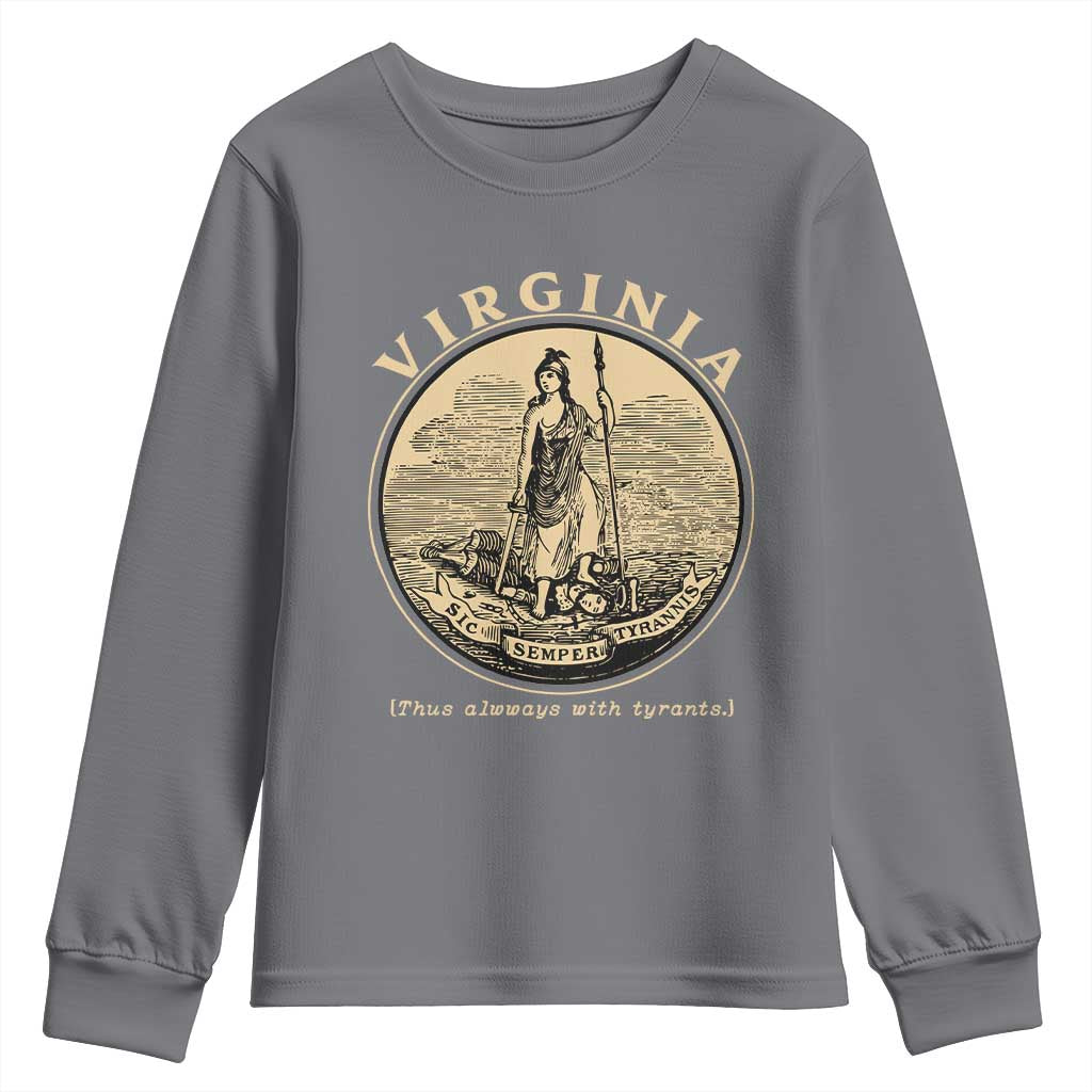 Vintage Virginia Motto Sic Semper Tyrannis Youth Sweatshirt