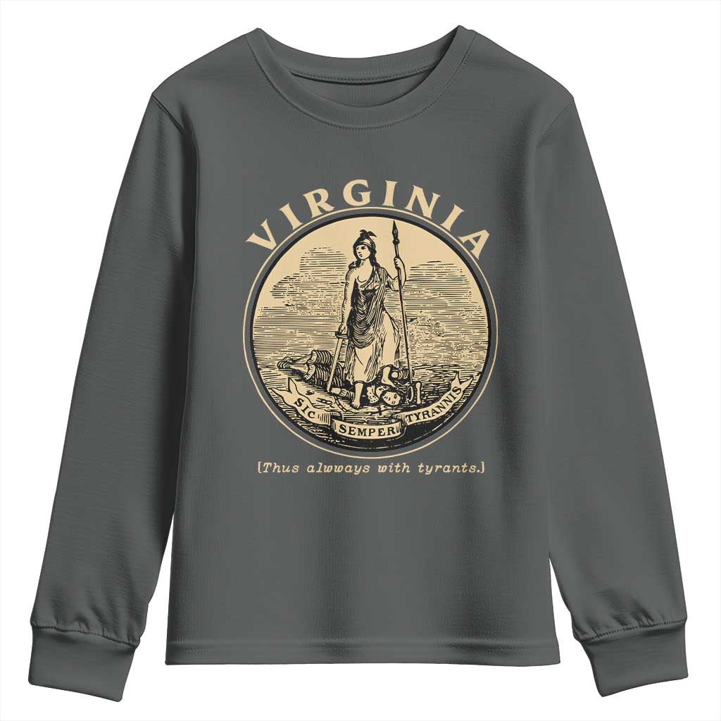 Vintage Virginia Motto Sic Semper Tyrannis Youth Sweatshirt