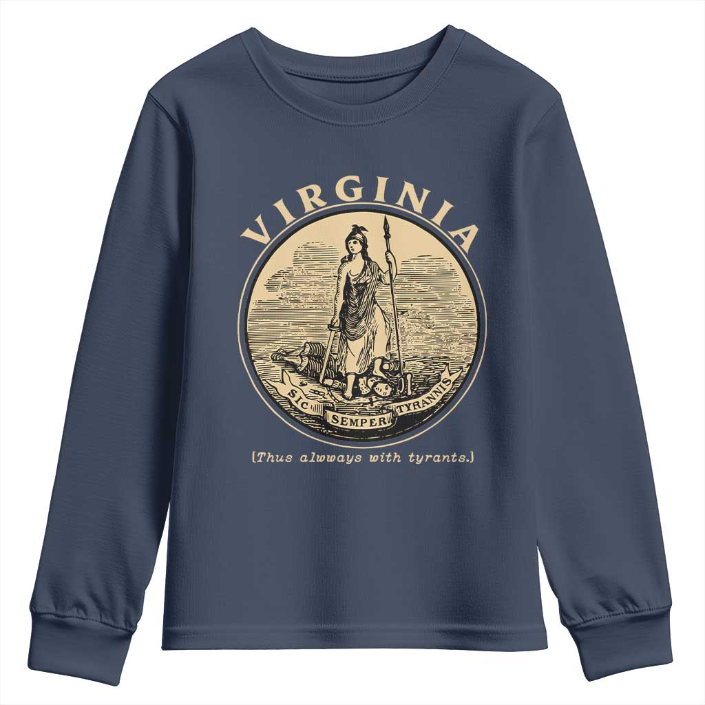 Vintage Virginia Motto Sic Semper Tyrannis Youth Sweatshirt