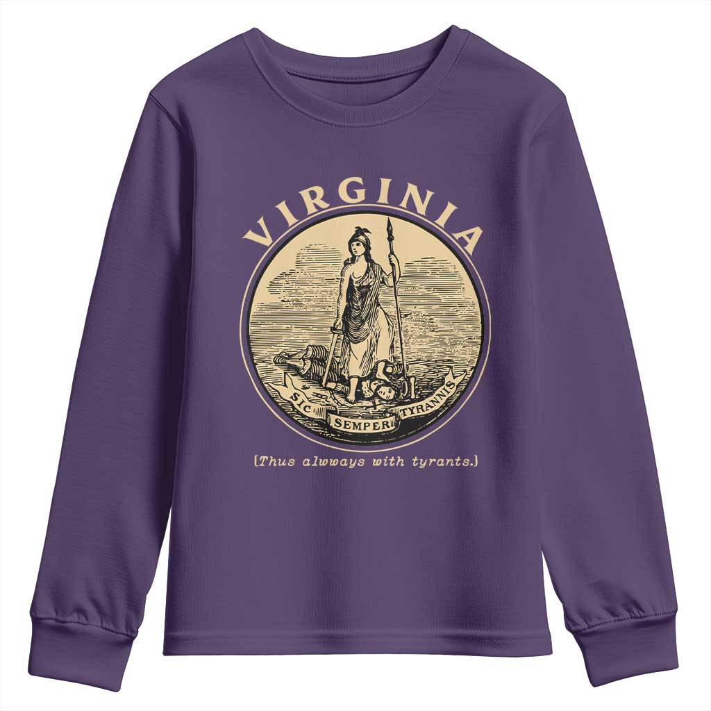 Vintage Virginia Motto Sic Semper Tyrannis Youth Sweatshirt
