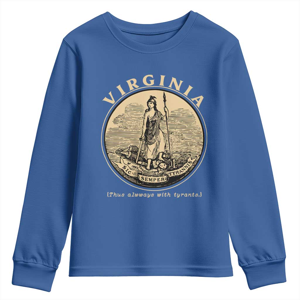 Vintage Virginia Motto Sic Semper Tyrannis Youth Sweatshirt