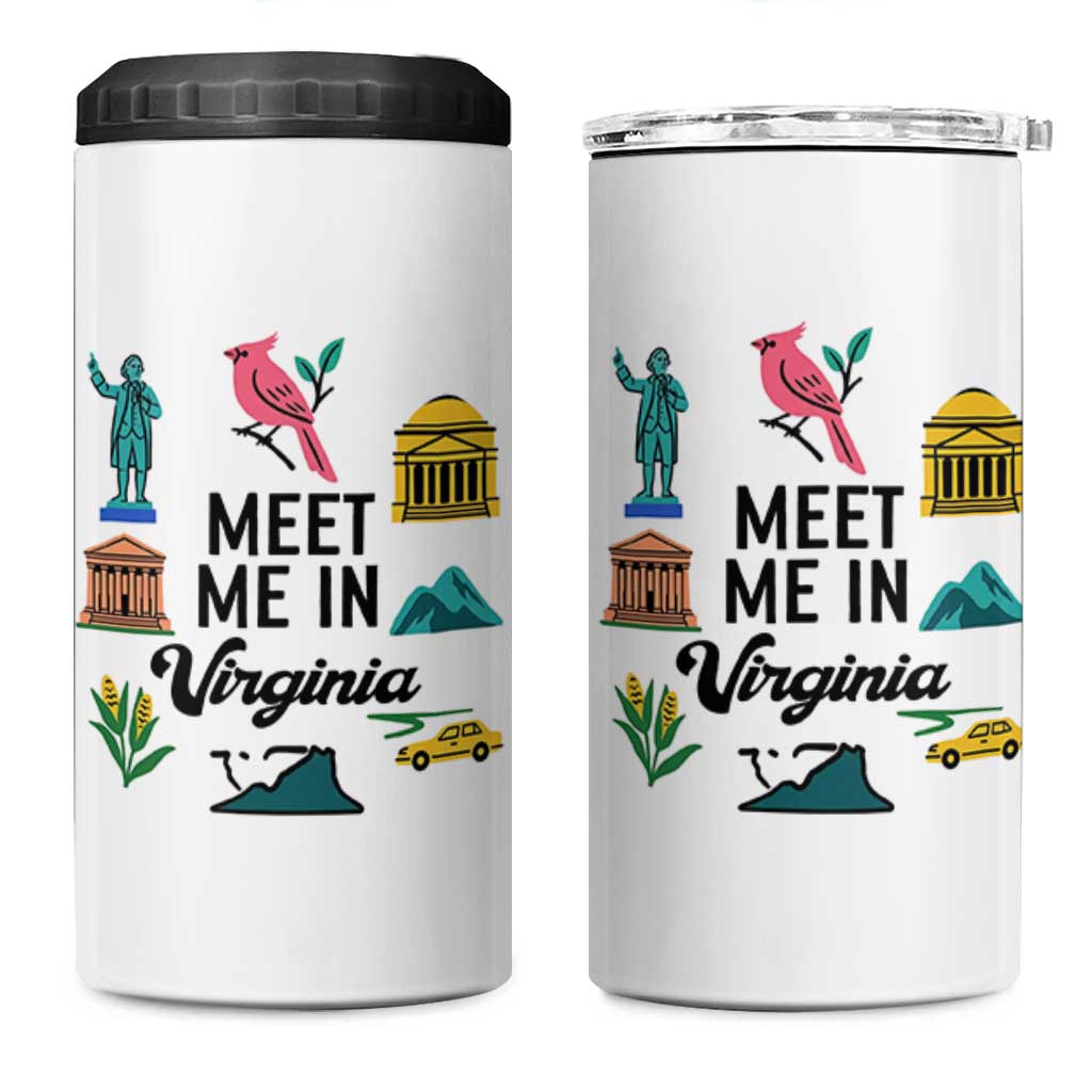 Meet Me in Virginia 4 in 1 Can Cooler Tumbler Travel Souvenir East Coast State Pride