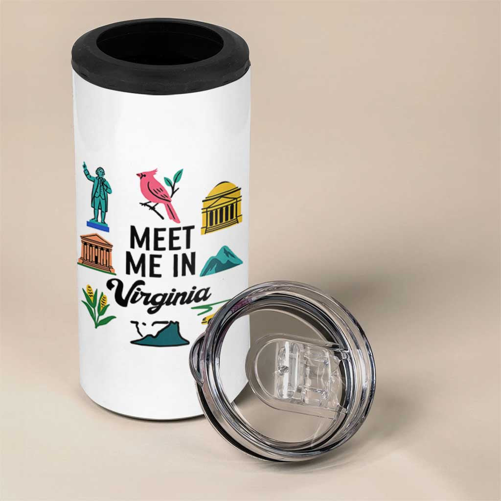 Meet Me in Virginia 4 in 1 Can Cooler Tumbler Travel Souvenir East Coast State Pride
