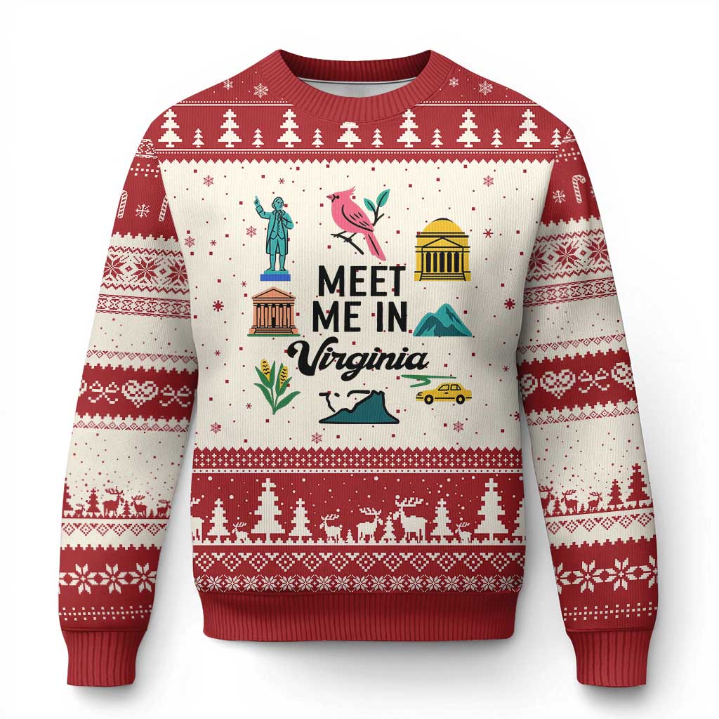 Meet Me in Virginia Ugly Christmas Sweater Travel Souvenir East Coast State Pride