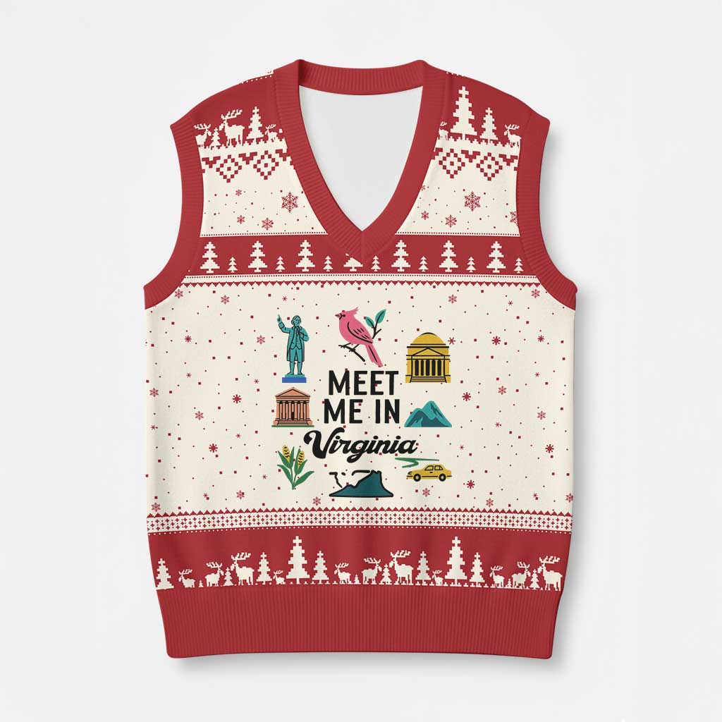 Meet Me in Virginia V-Neck Knit Sweater Vest Travel Souvenir East Coast State Pride