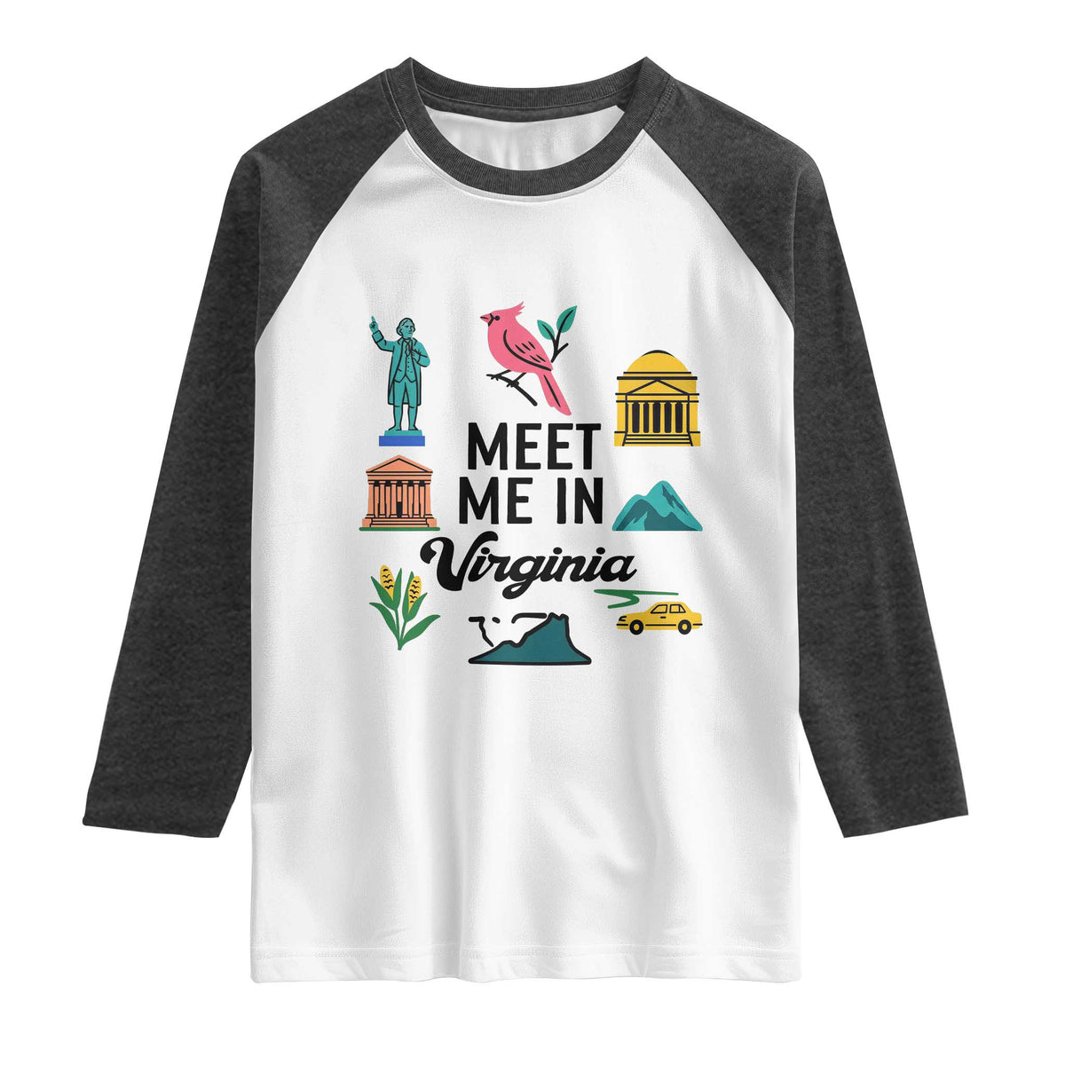 Meet Me in Virginia Raglan Shirt Travel Souvenir East Coast State Pride