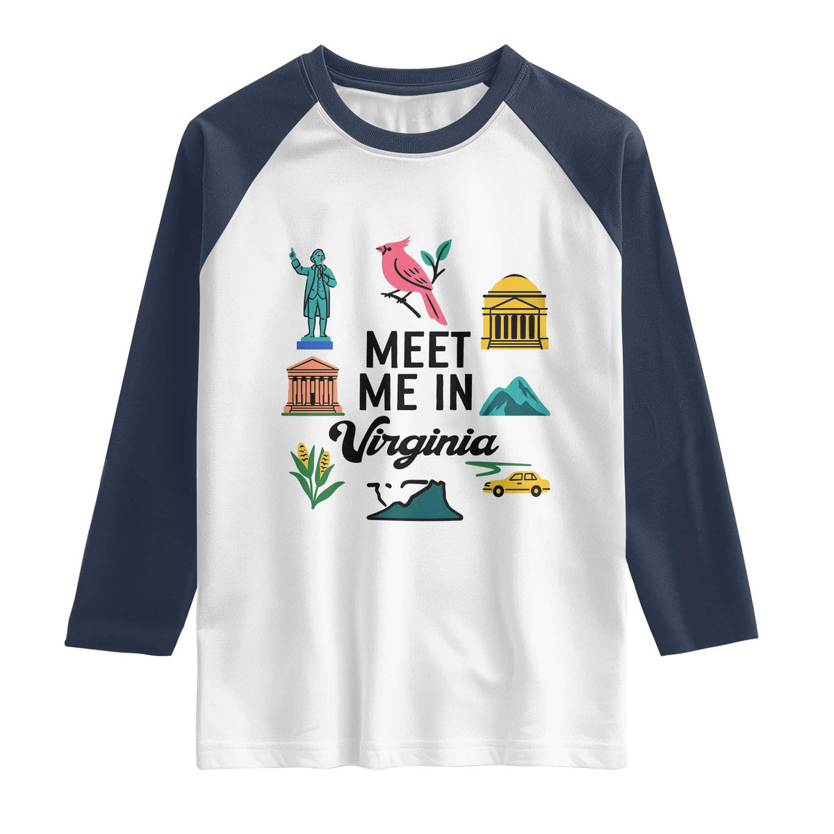 Meet Me in Virginia Raglan Shirt Travel Souvenir East Coast State Pride