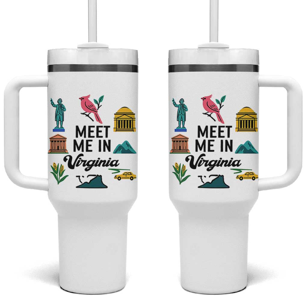 Meet Me in Virginia Tumbler With Handle Travel Souvenir East Coast State Pride