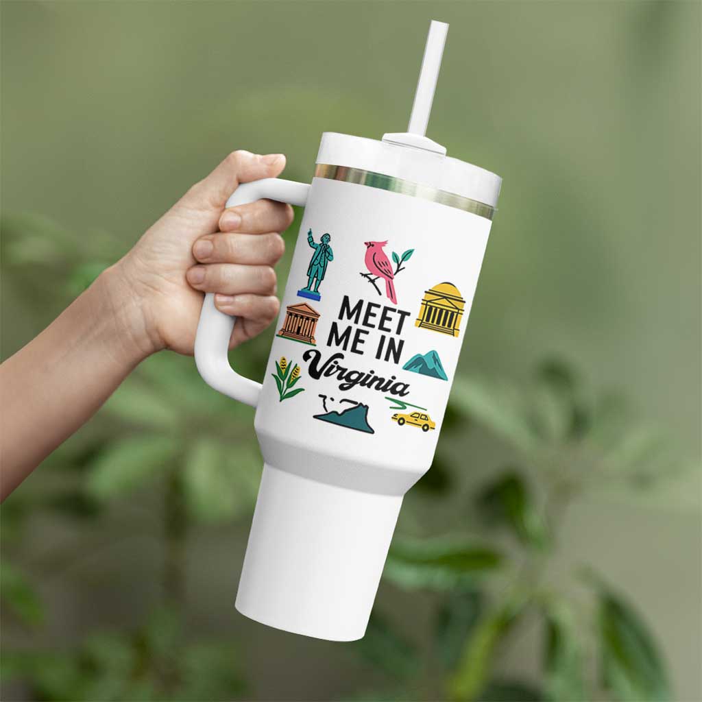 Meet Me in Virginia Tumbler With Handle Travel Souvenir East Coast State Pride