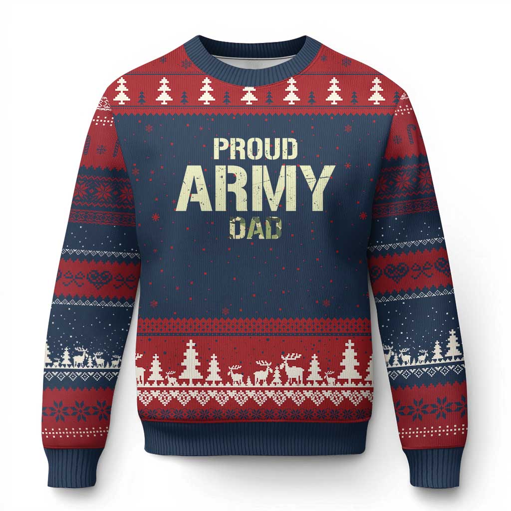 Proud Army Dad Ugly Christmas Sweater Military Camo American Flag Father's Day
