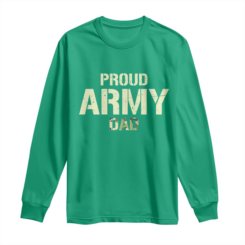 Proud Army Dad Long Sleeve Shirt Military Camo American Flag Father's Day