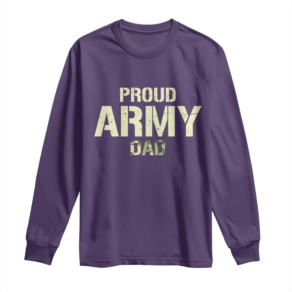 Proud Army Dad Long Sleeve Shirt Military Camo American Flag Father's Day