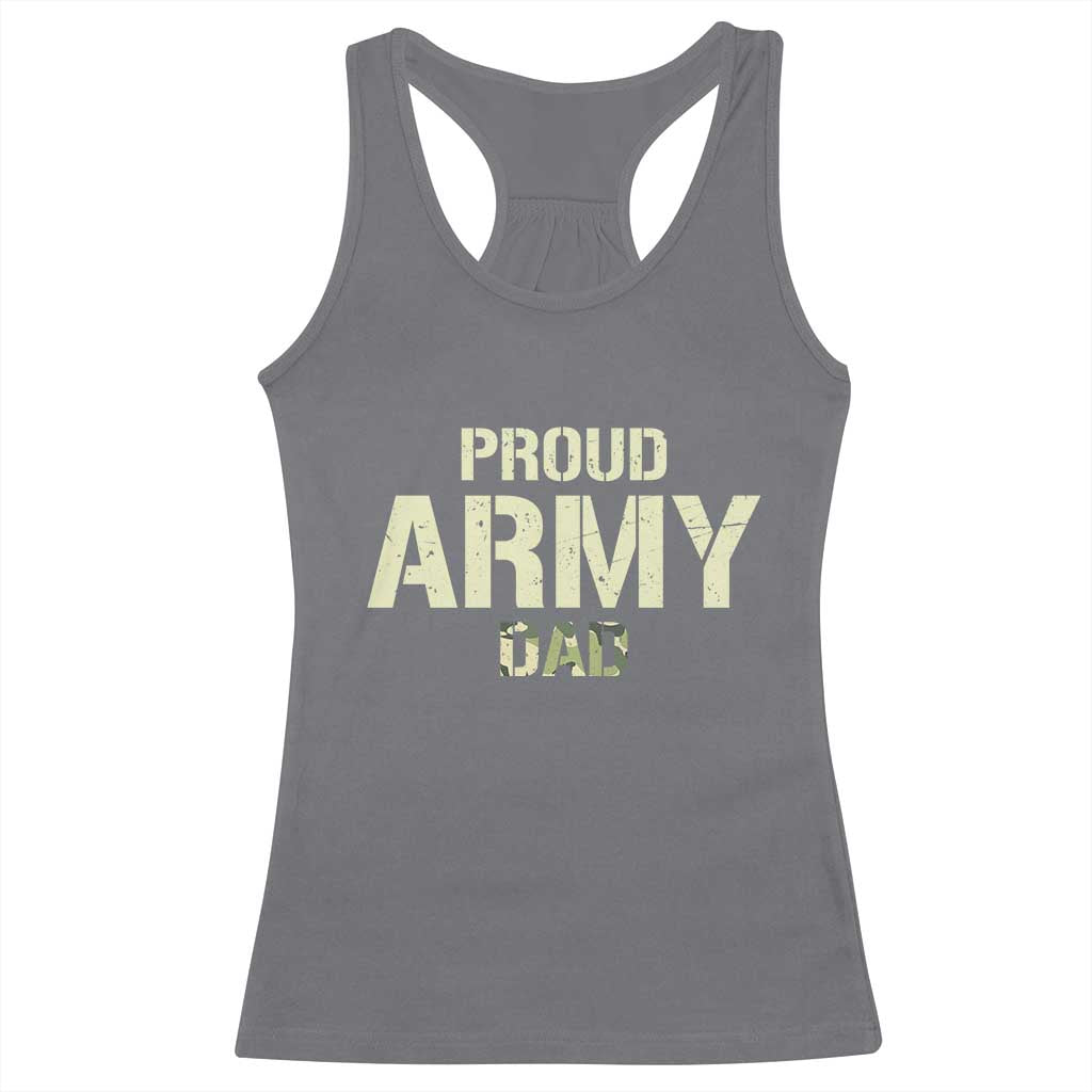 Proud Army Dad Racerback Tank Top Military Camo American Flag Father's Day