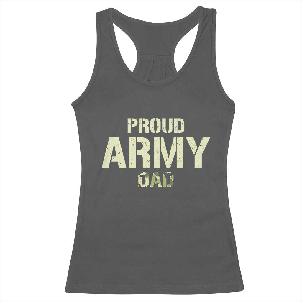 Proud Army Dad Racerback Tank Top Military Camo American Flag Father's Day
