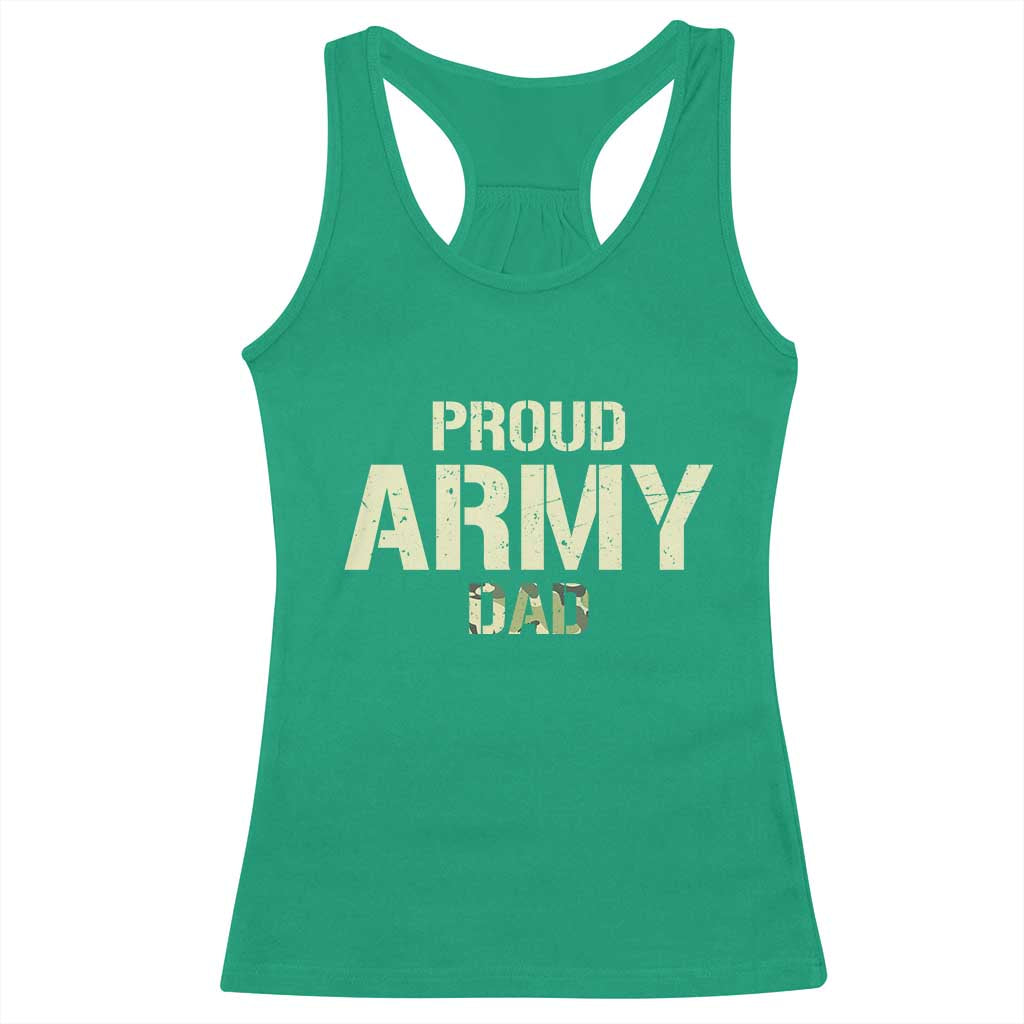 Proud Army Dad Racerback Tank Top Military Camo American Flag Father's Day