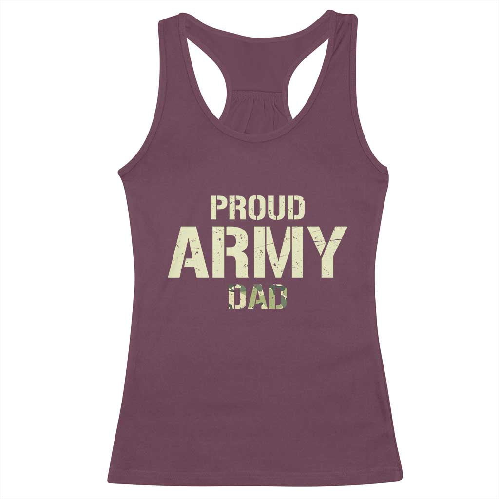 Proud Army Dad Racerback Tank Top Military Camo American Flag Father's Day
