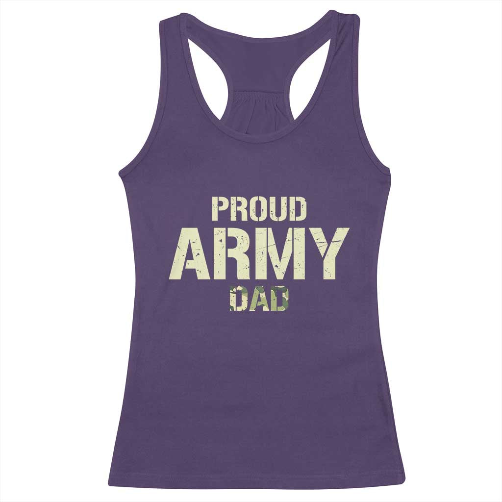Proud Army Dad Racerback Tank Top Military Camo American Flag Father's Day