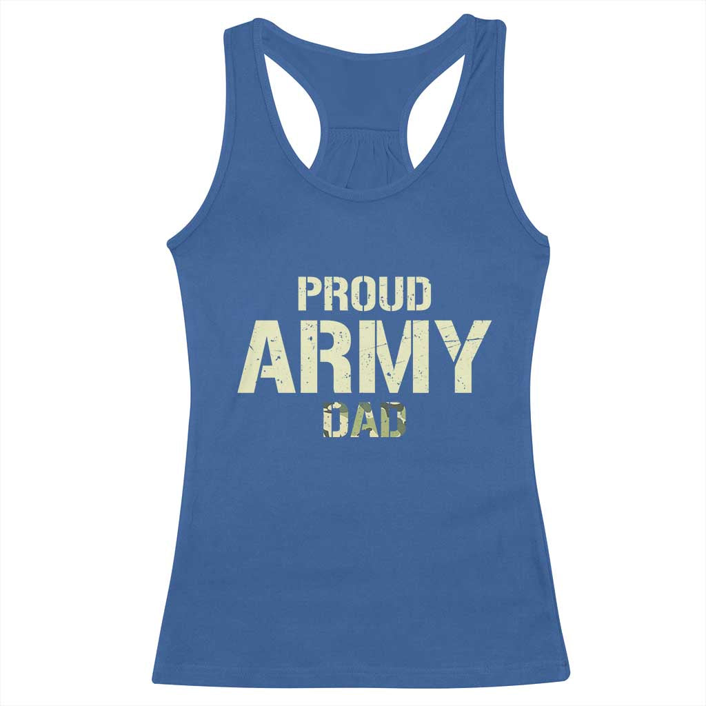 Proud Army Dad Racerback Tank Top Military Camo American Flag Father's Day