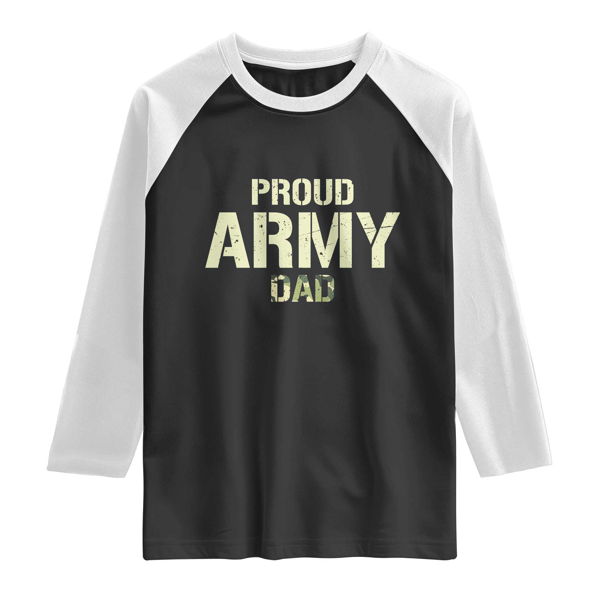 Proud Army Dad Raglan Shirt Military Camo American Flag Father's Day