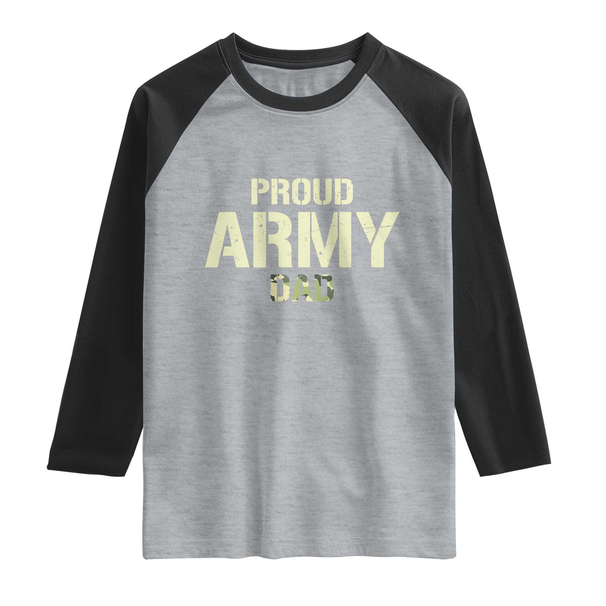 Proud Army Dad Raglan Shirt Military Camo American Flag Father's Day