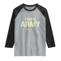 Proud Army Dad Raglan Shirt Military Camo American Flag Father's Day