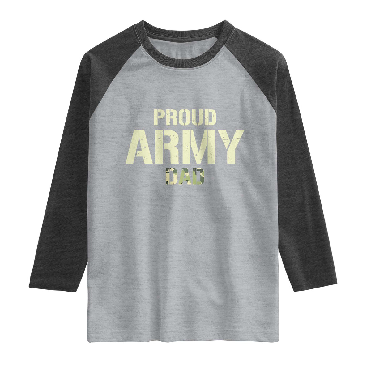 Proud Army Dad Raglan Shirt Military Camo American Flag Father's Day