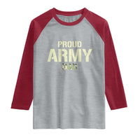 Proud Army Dad Raglan Shirt Military Camo American Flag Father's Day
