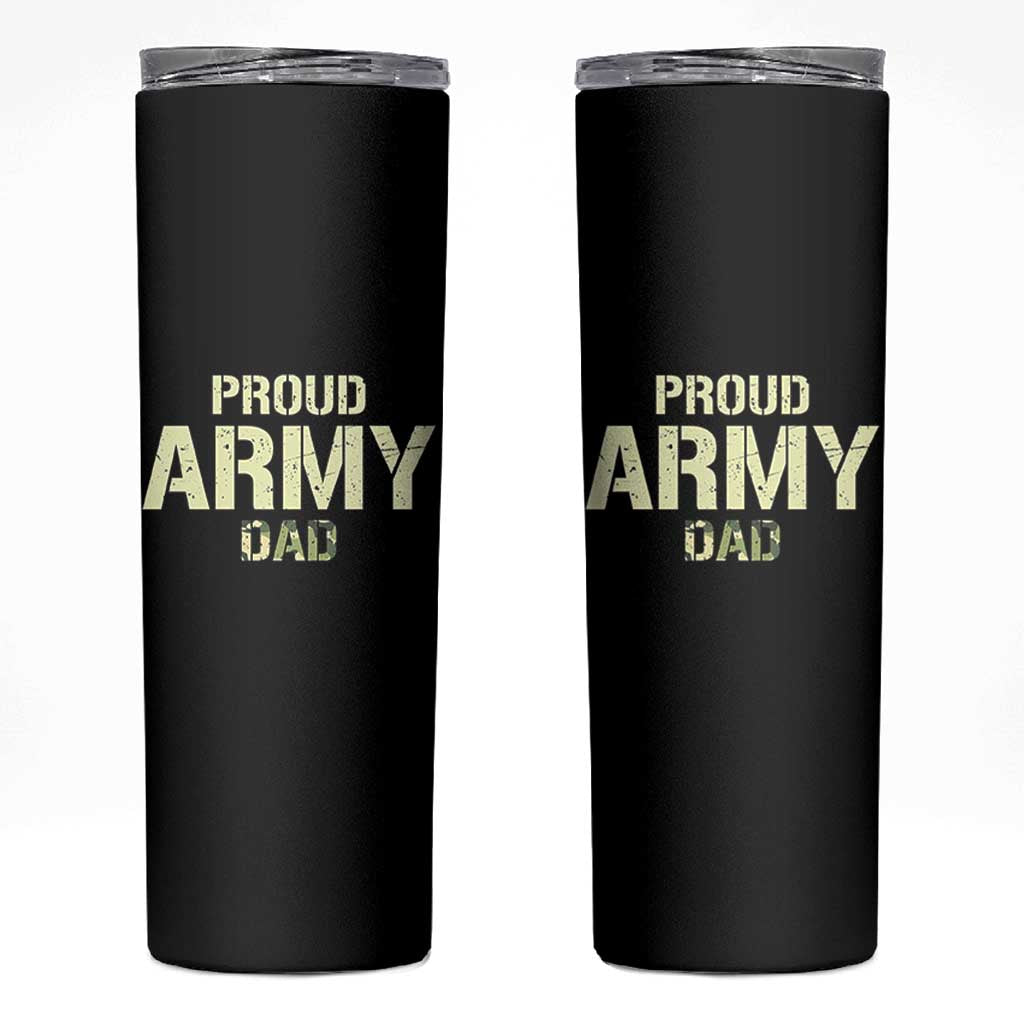 Proud Army Dad Skinny Tumbler Military Camo American Flag Father's Day