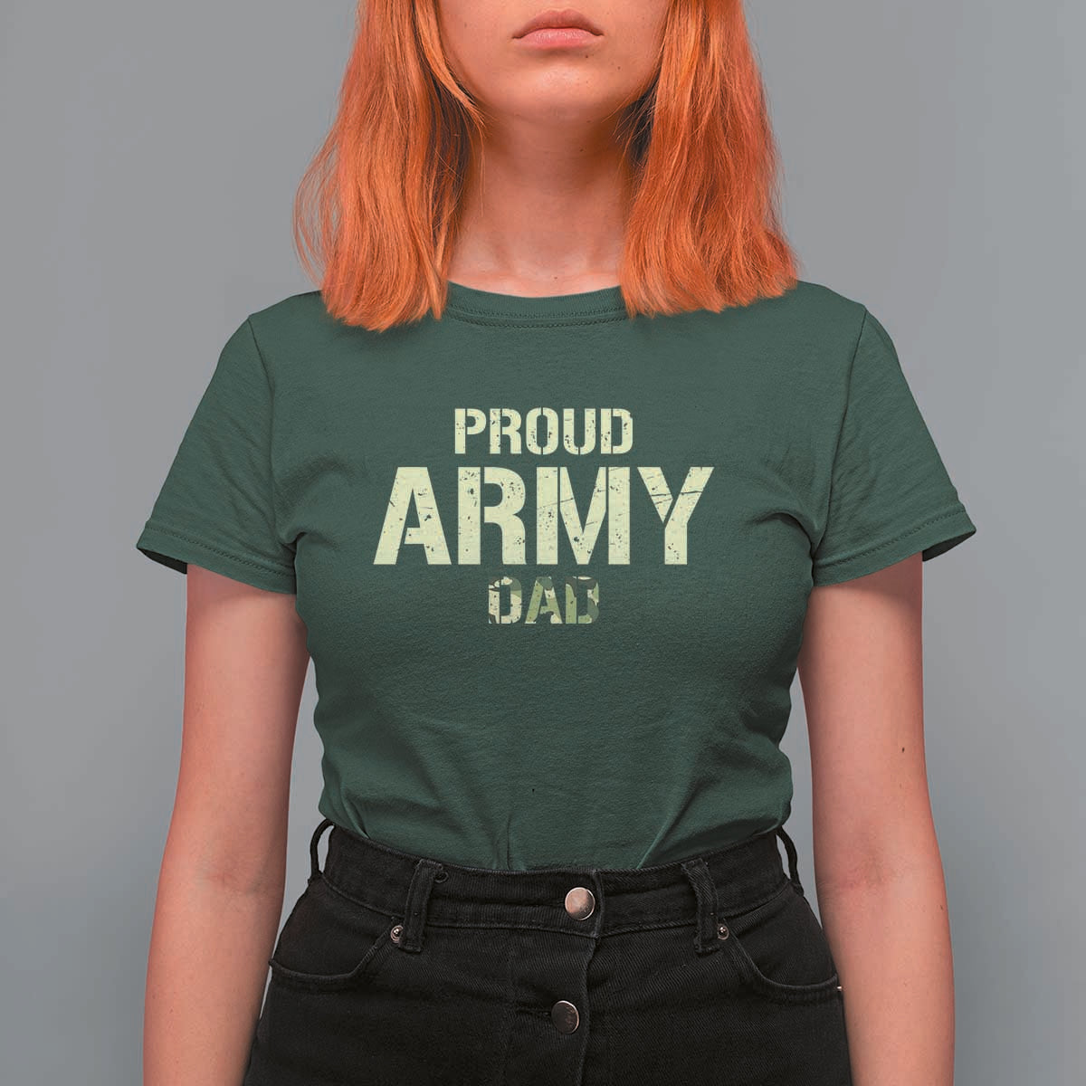 Proud Army Dad T Shirt For Women Military Camo American Flag Father's Day