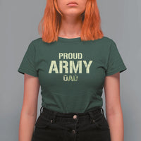 Proud Army Dad T Shirt For Women Military Camo American Flag Father's Day
