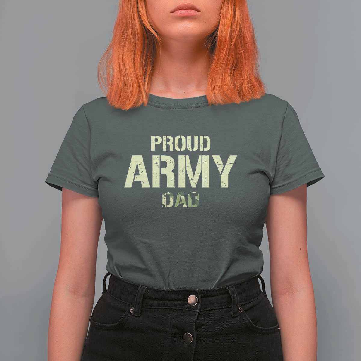 Proud Army Dad T Shirt For Women Military Camo American Flag Father's Day