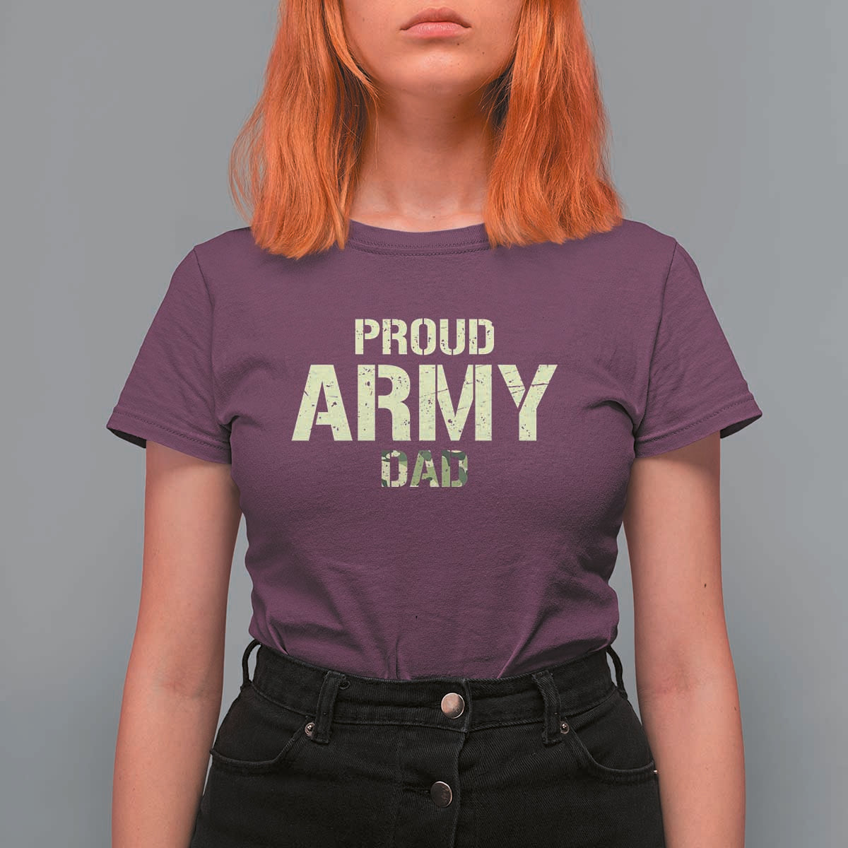 Proud Army Dad T Shirt For Women Military Camo American Flag Father's Day