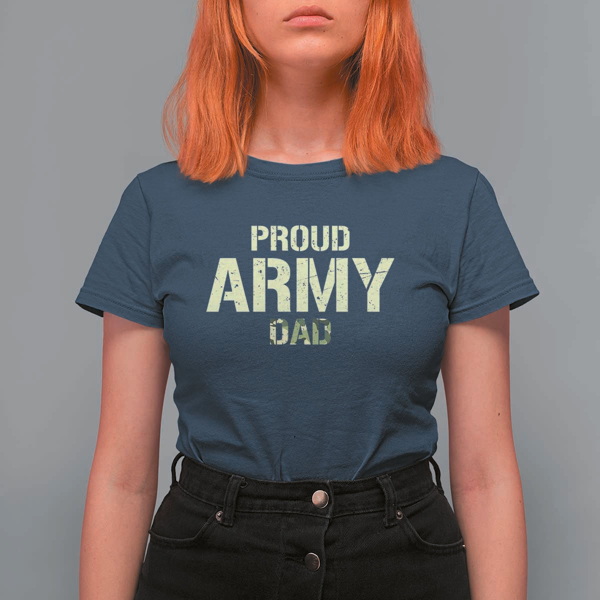 Proud Army Dad T Shirt For Women Military Camo American Flag Father's Day