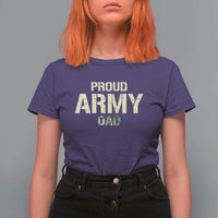 Proud Army Dad T Shirt For Women Military Camo American Flag Father's Day